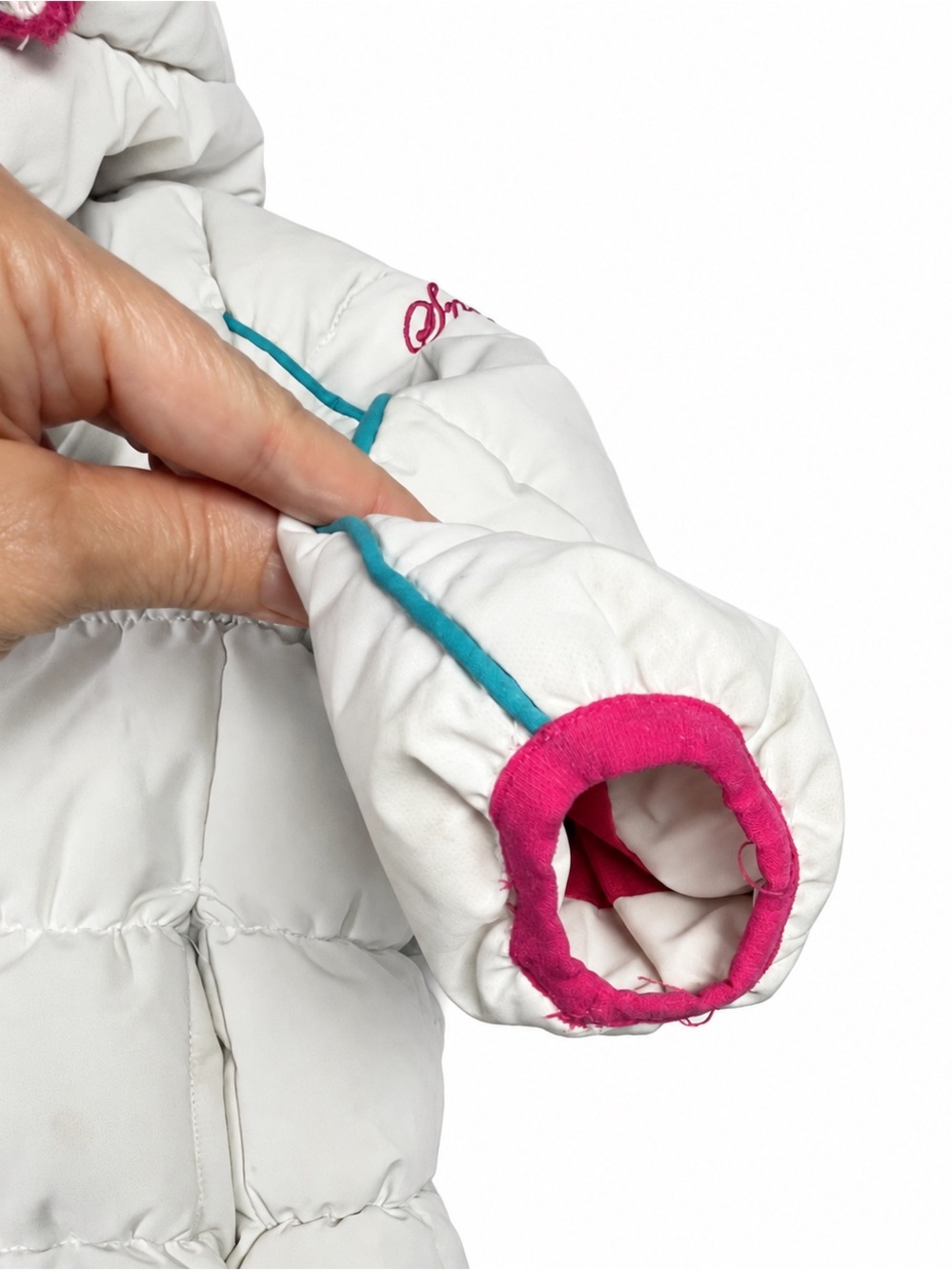 Snozu Toddler Girls Winter Coat 2T White Pink Puffer Jacket Ski Winter - Picture 5 of 7